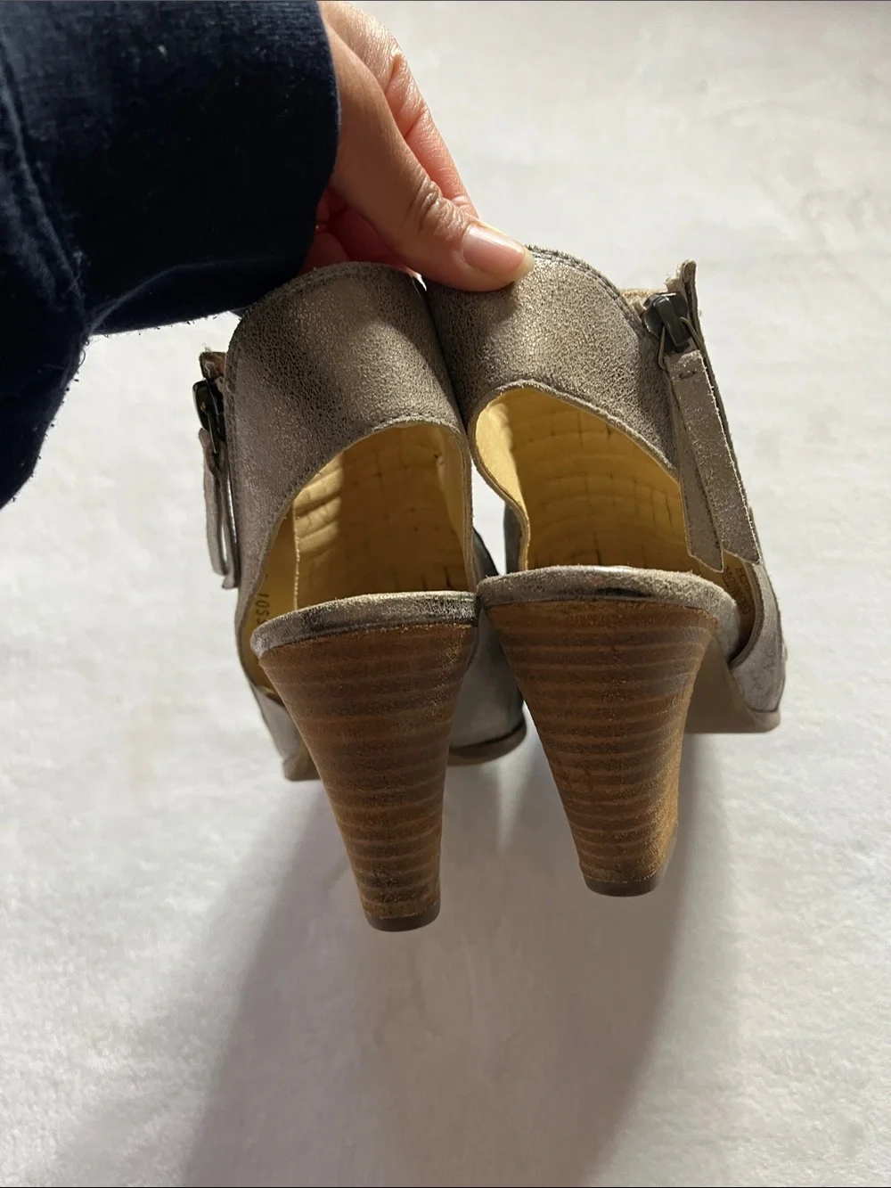 Paul Green size 6.5 (9)Cayenne peep toe booties in metallic finish